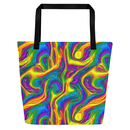 Large Tote Bag w/ Pocket - Electric Aurora