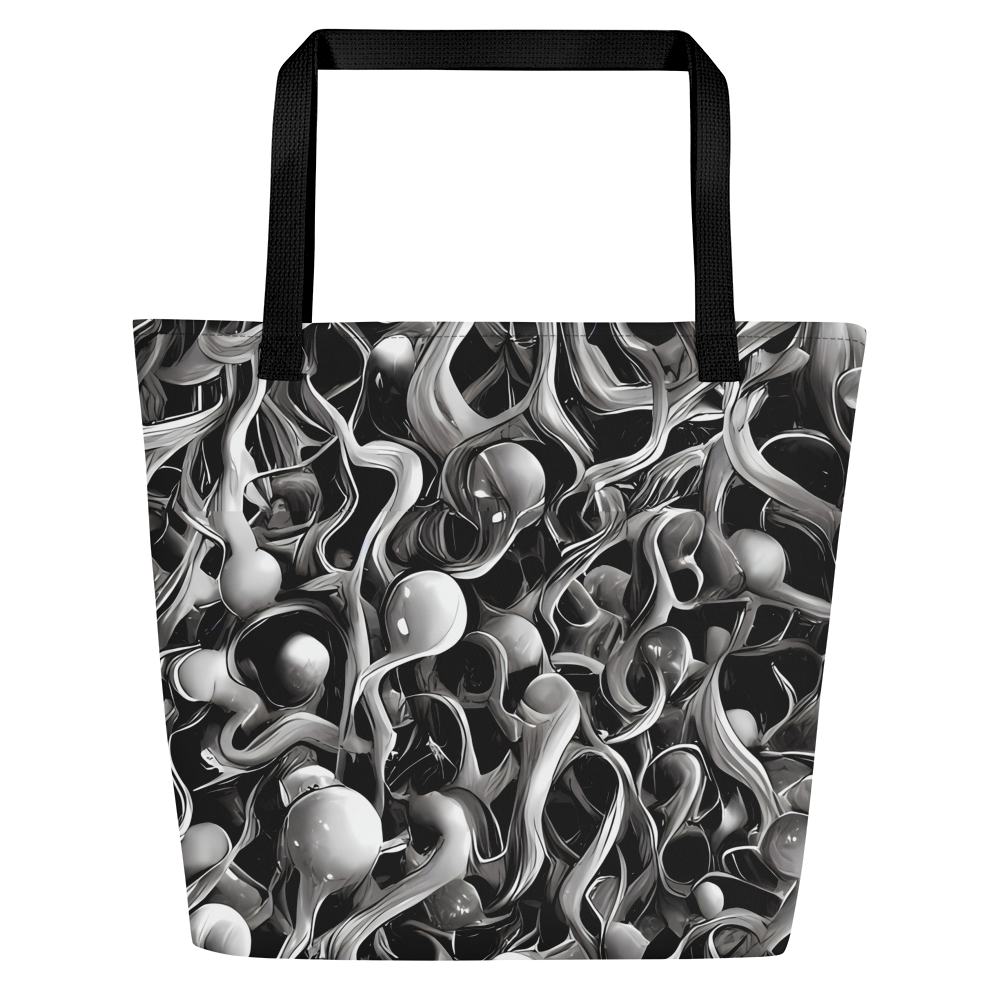 Large Tote Bag w/ Pocket - Fluid Monochrome