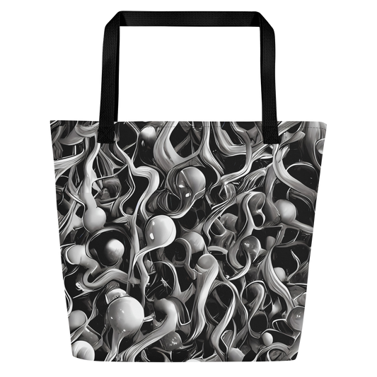 Large Tote Bag w/ Pocket - Fluid Monochrome