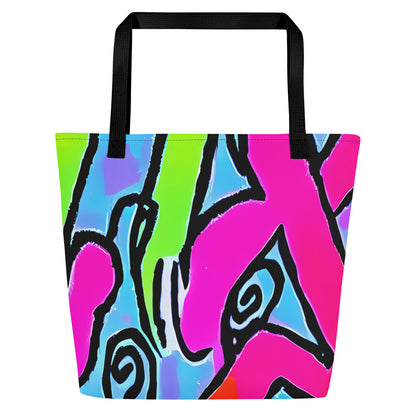 Large Tote Bag w/ Pocket - Electric Mosaic