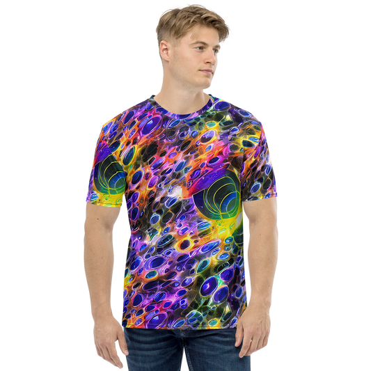 Men's Crew Neck T-Shirt - Neon Orbits