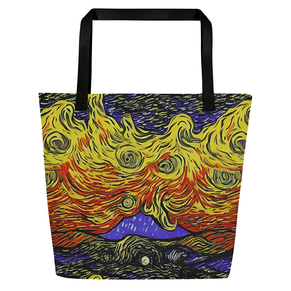 Large Tote Bag w/ Pocket - Dancing Solar Flare