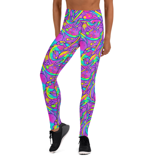 Yoga Leggings - Neon Galaxy Whirl