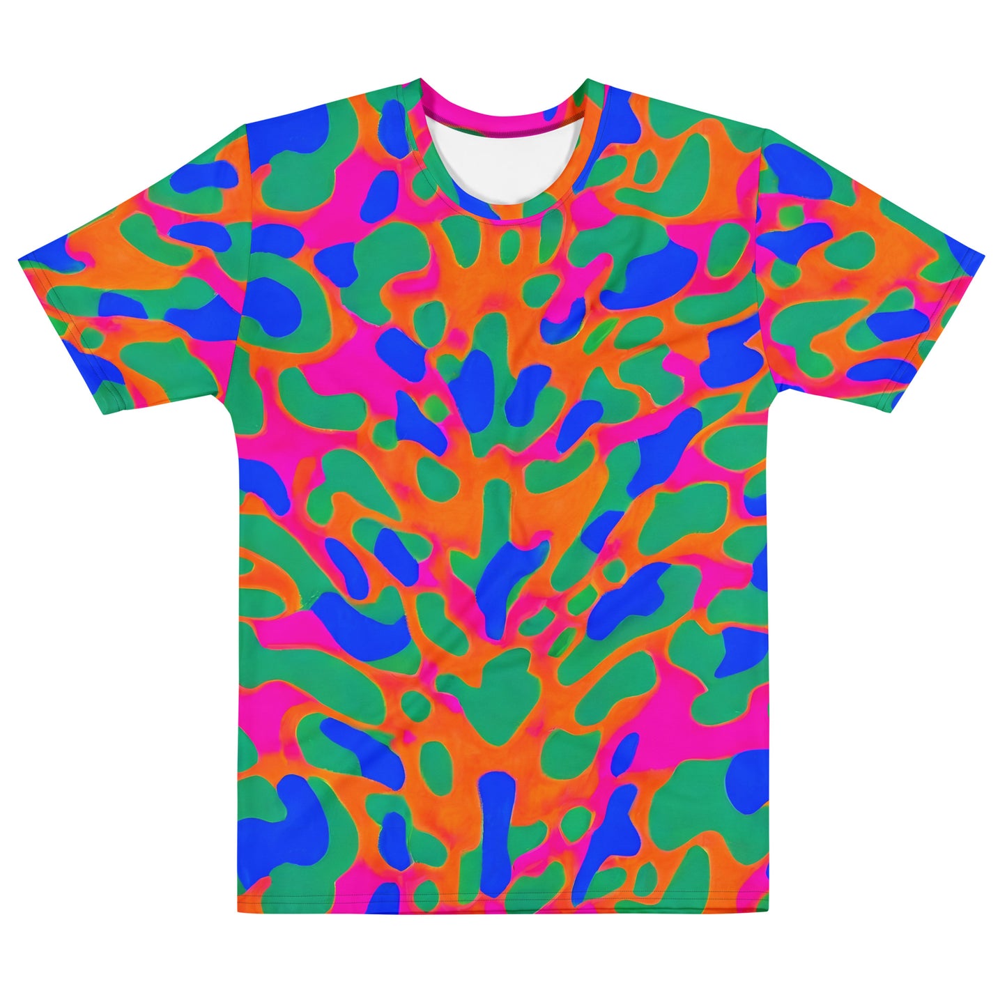 Men's Crew Neck T-Shirt - Fluorescent Camouflage