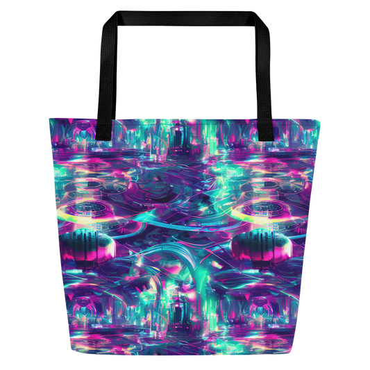 Large Tote Bag w/ Pocket - Synthwave Surge