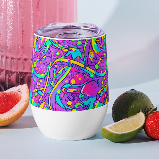 Wine Tumbler - Neon Galaxy Whirl