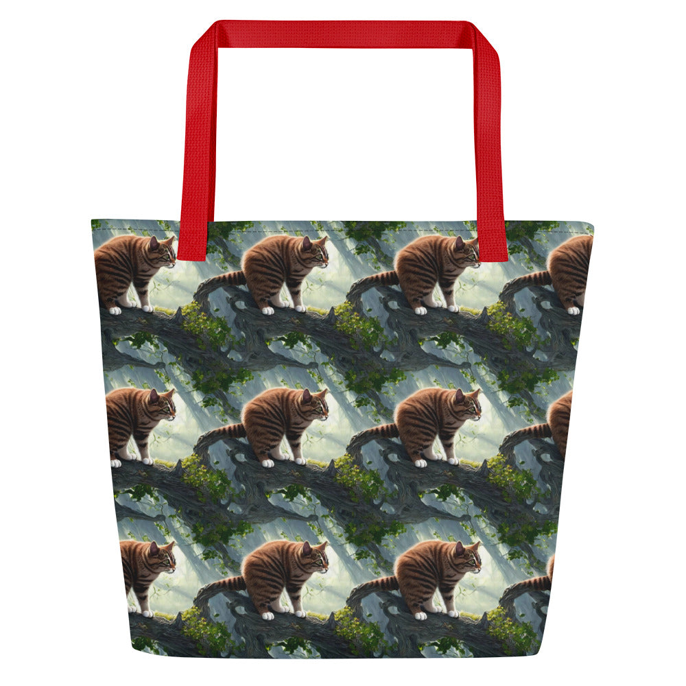 Large Tote Bag w/ Pocket - Whiskered Enigma