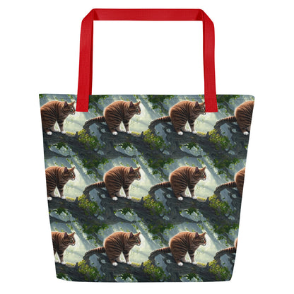 Large Tote Bag w/ Pocket - Whiskered Enigma