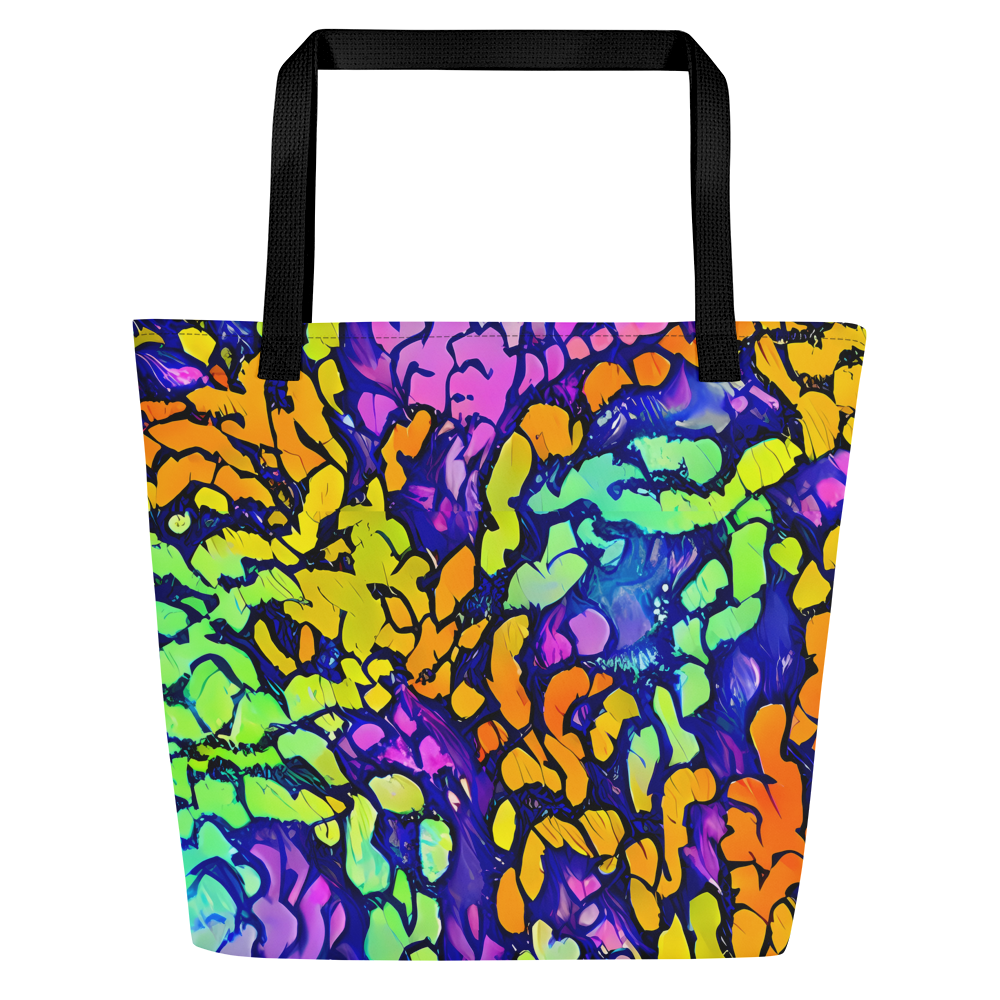 Large Tote Bag w/ Pocket - Surreal Waveforms