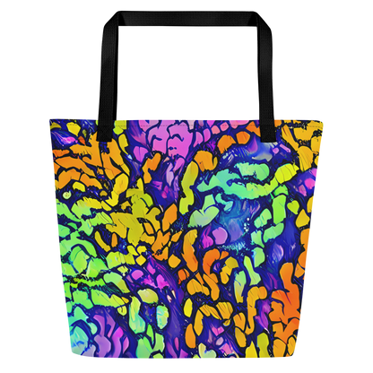 Large Tote Bag w/ Pocket - Surreal Waveforms