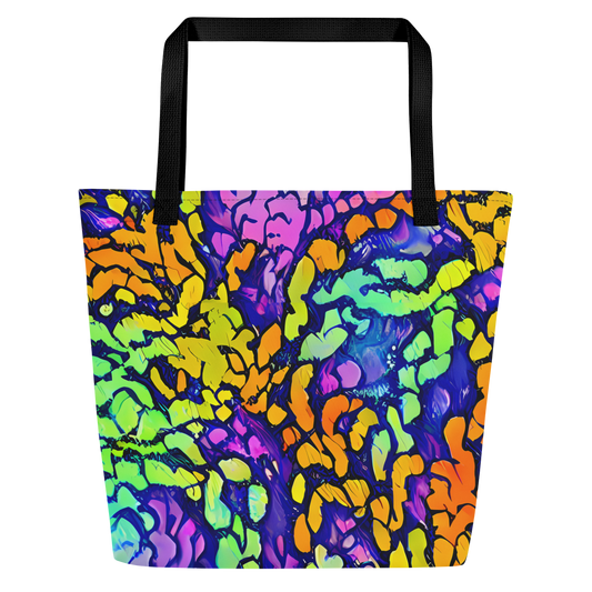 Large Tote Bag w/ Pocket - Surreal Waveforms