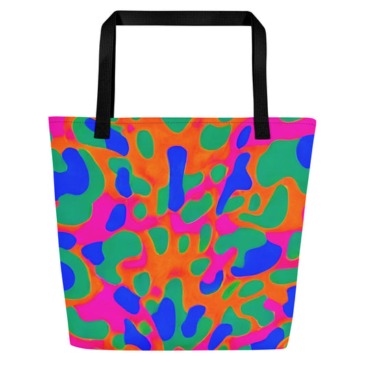 Large Tote Bag w/ Pocket - Fluorescent Camouflage