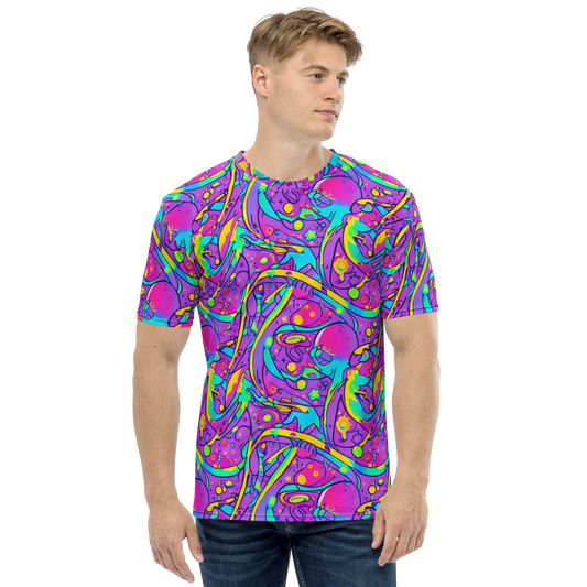 Men's Crew Neck T-Shirt - Neon Galaxy Whirl