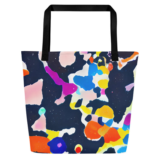 Large Tote Bag w/ Pocket - Kaleido Burst