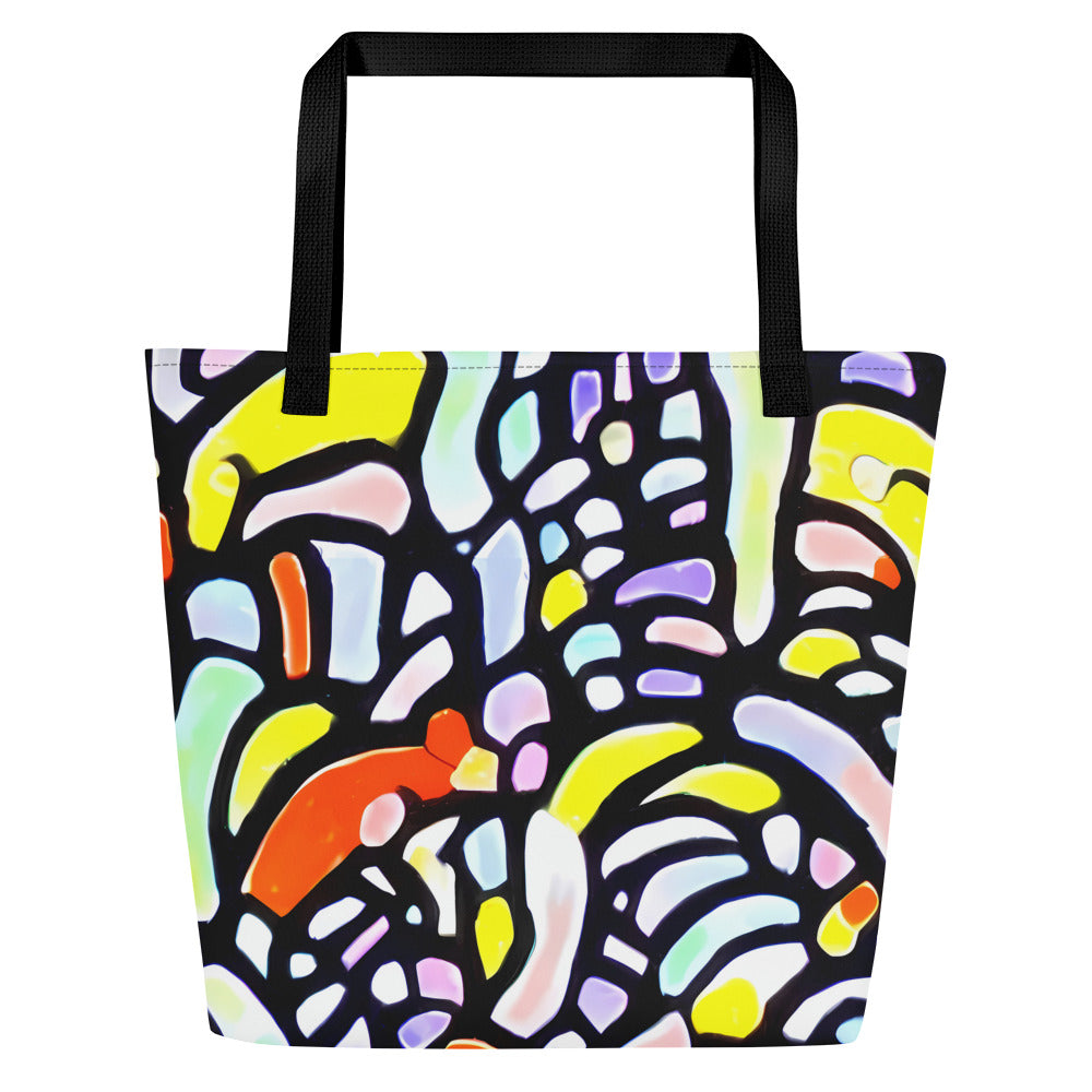 Large Tote Bag w/ Pocket - Cubist Carousel