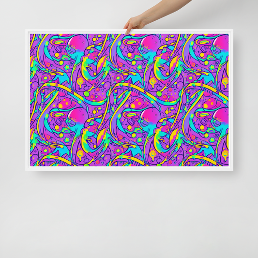 Framed Canvas - Neon Galaxy Whirl