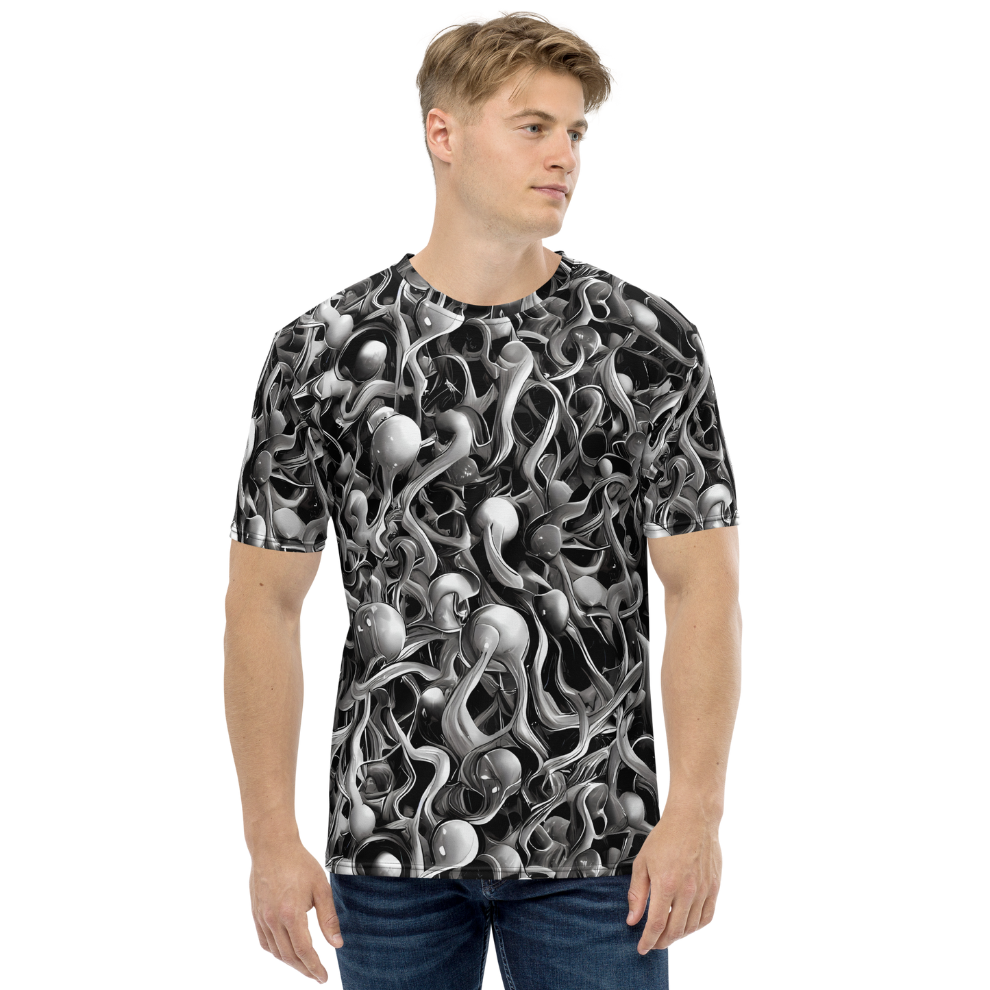 Men's Crew Neck T-Shirt - Fluid Monochrome