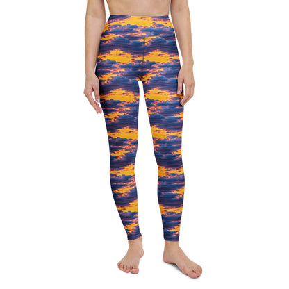 Yoga Leggings - Aubergine Clouds