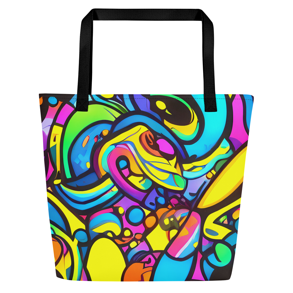 Large Tote Bag w/ Pocket - Kaleidoscopic Flow