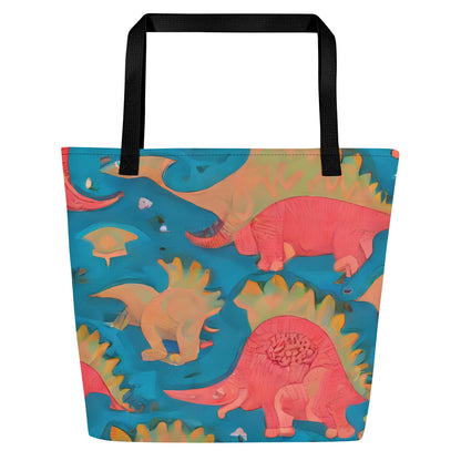 Large Tote Bag w/ Pocket - Jurassic Jive