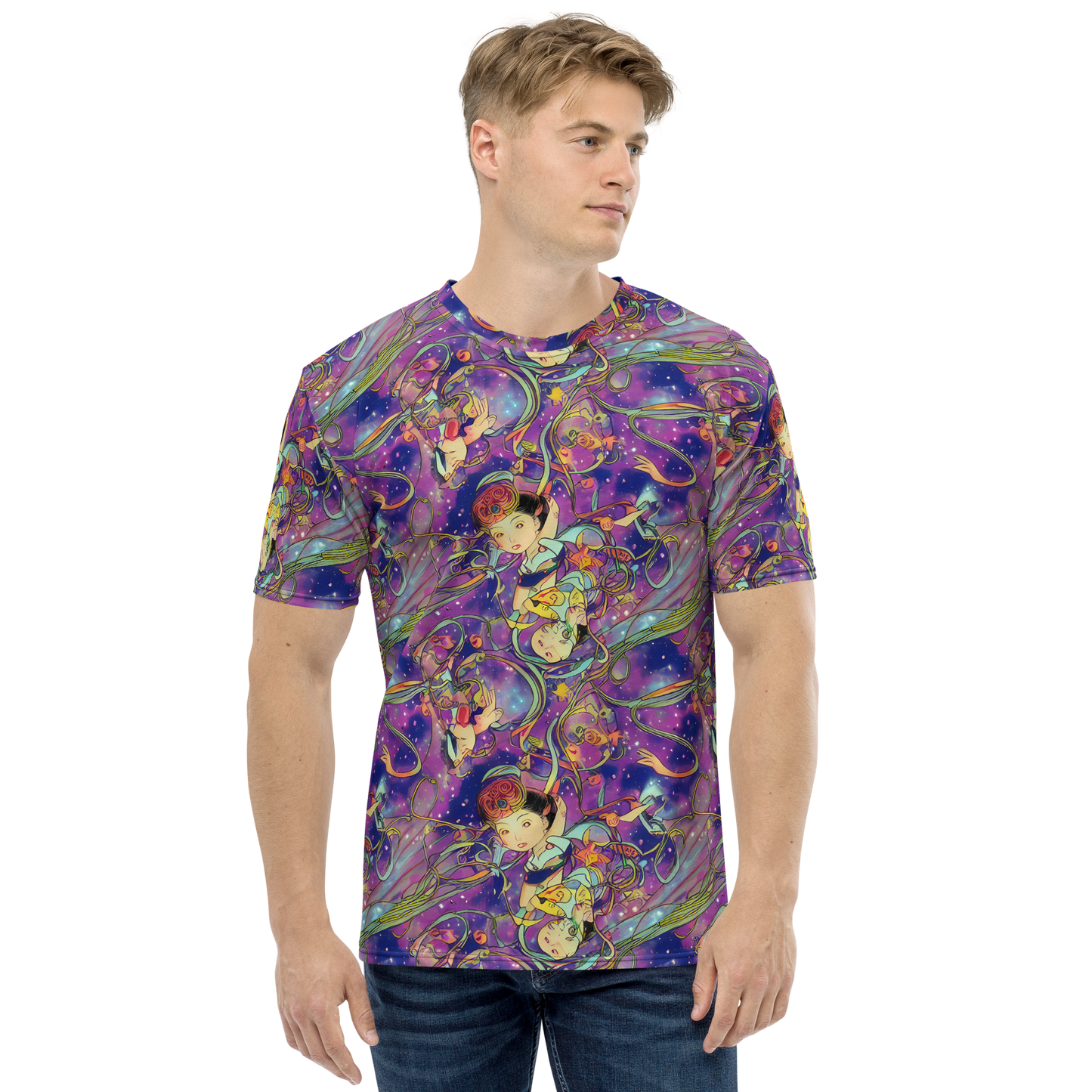 Men's Crew Neck T-Shirt - Spiral of Stardust