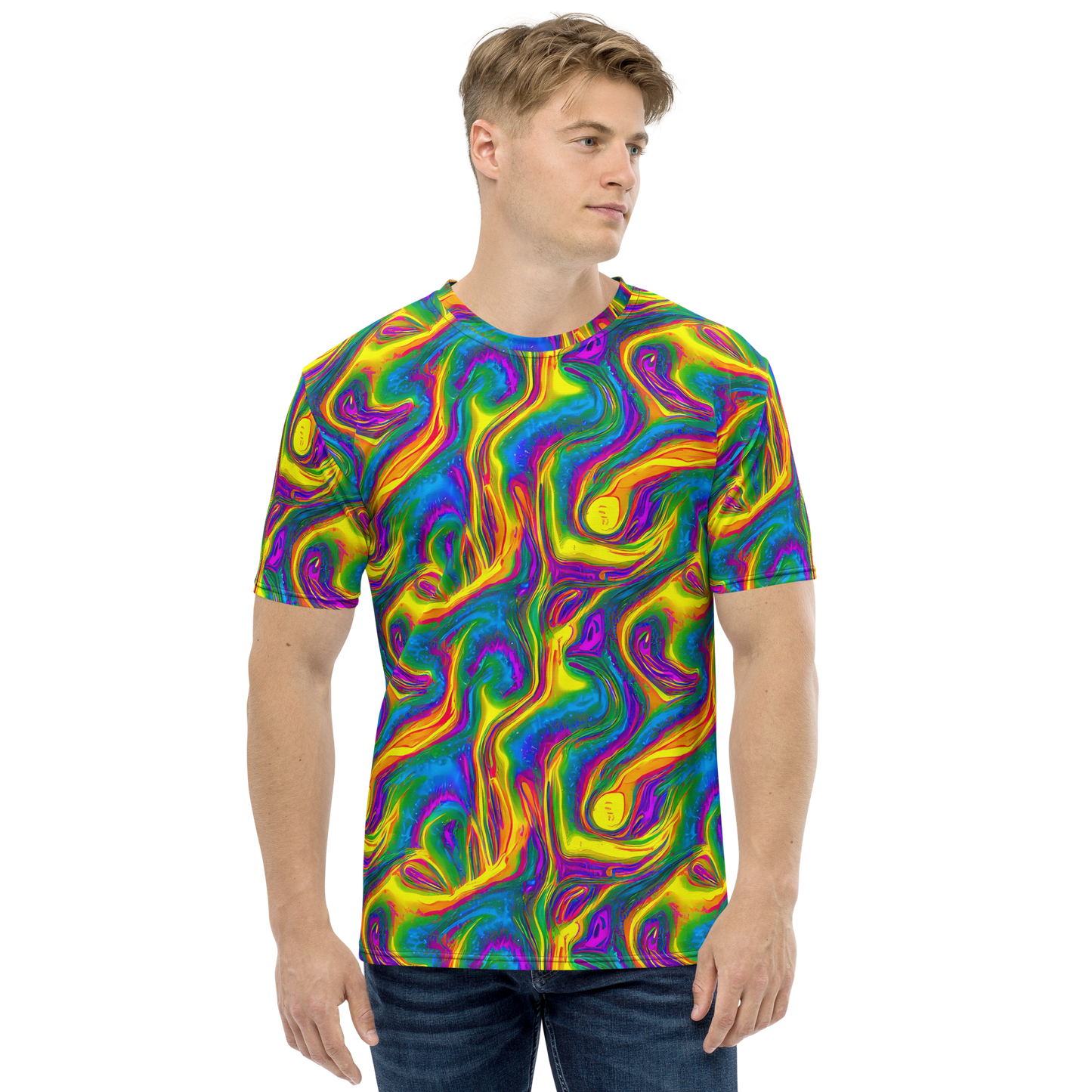 Men's Crew Neck T-Shirt - Electric Aurora