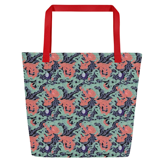 Large Tote Bag w/ Pocket - Cosmic Coral