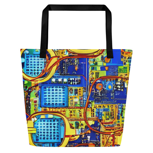 Large Tote Bag w/ Pocket - Circuitous Vision
