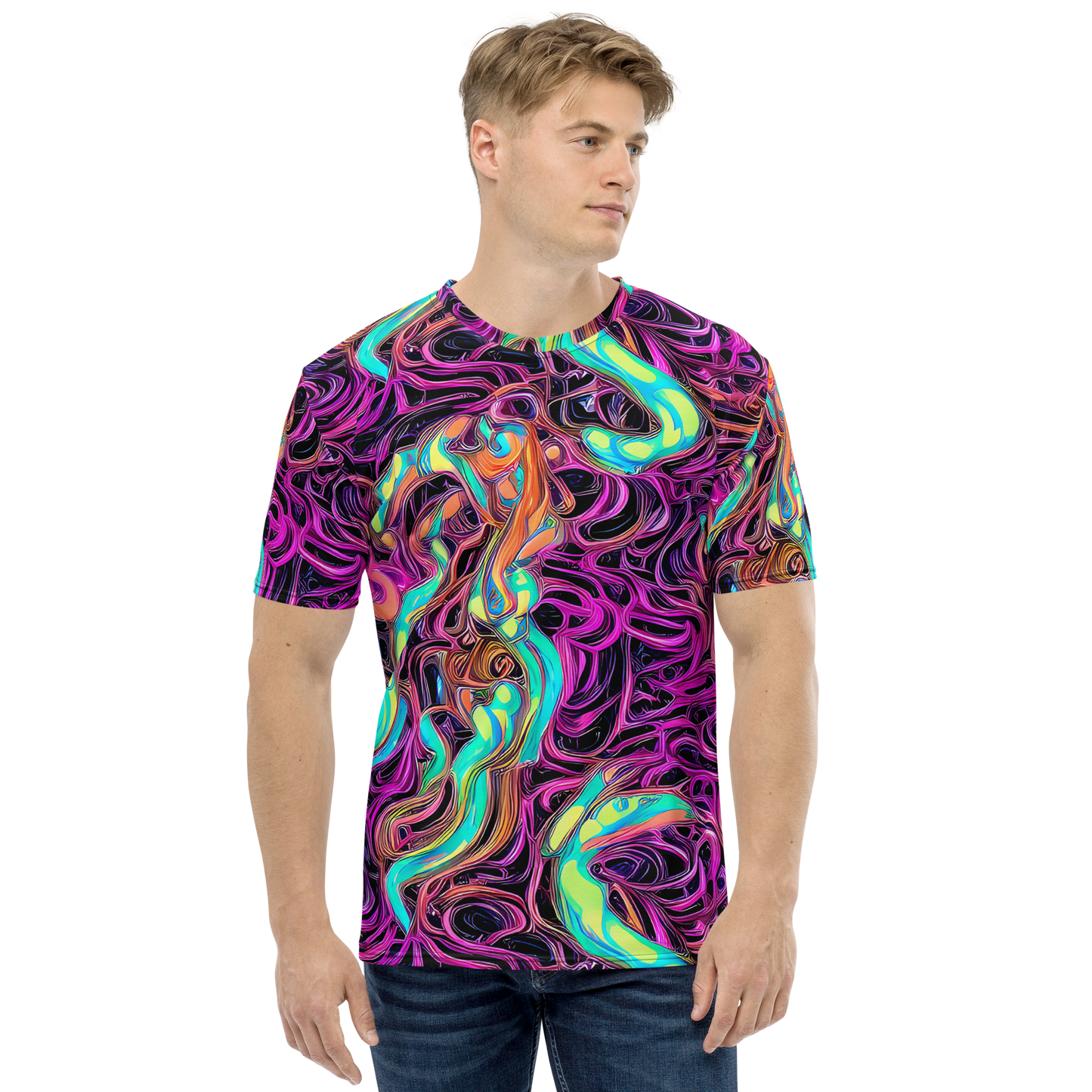 Men's Crew Neck T-Shirt - Neon Drizzle