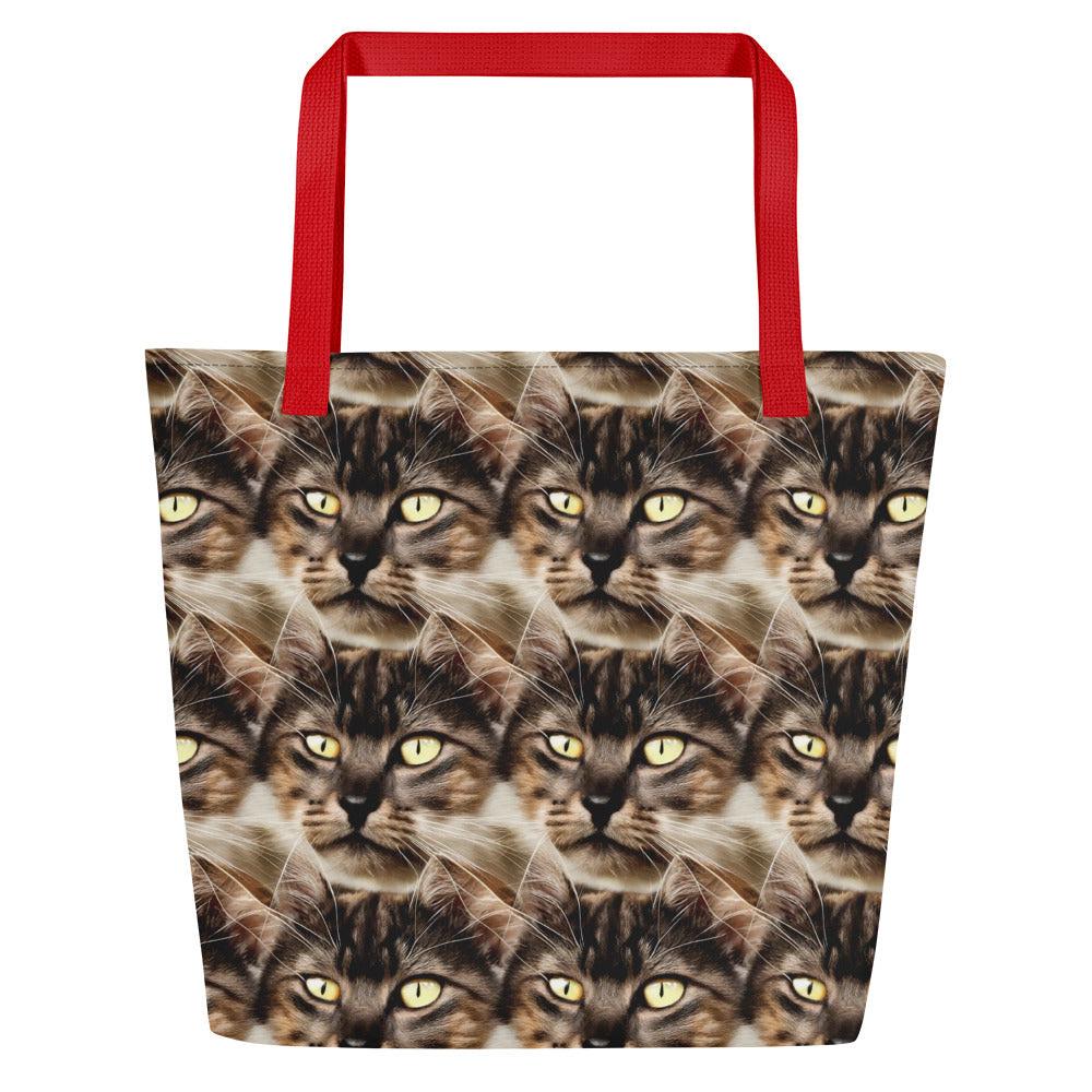 Large Tote Bag w/ Pocket - Feline Reverie