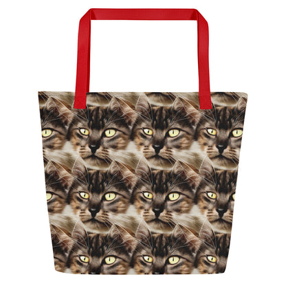 Large Tote Bag w/ Pocket - Feline Reverie