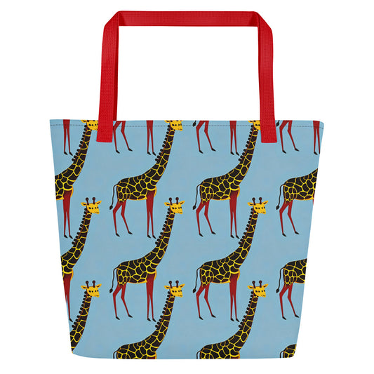 Large Tote Bag w/ Pocket - Giraffe Groove