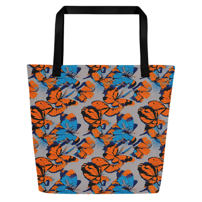 Large Tote Bag w/ Pocket - Flutter Wave