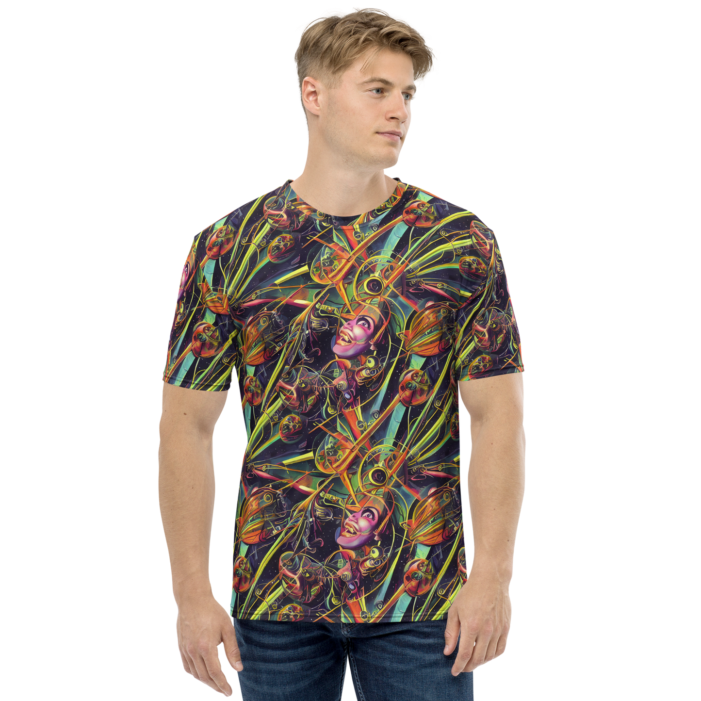 Men's Crew Neck T-Shirt - Psychedelic Deep Space