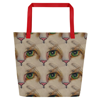 Large Tote Bag w/ Pocket - Emerald Gaze