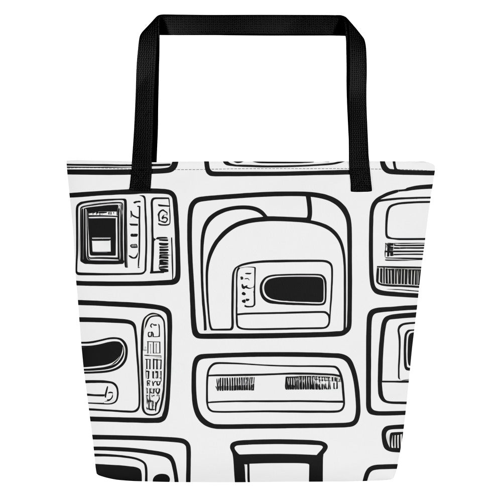 Large Tote Bag w/ Pocket - Techno Echo