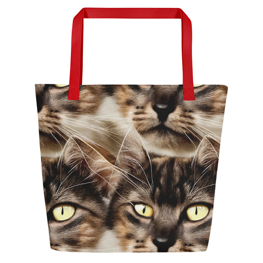 Large Tote Bag w/ Pocket - Feline Reverie
