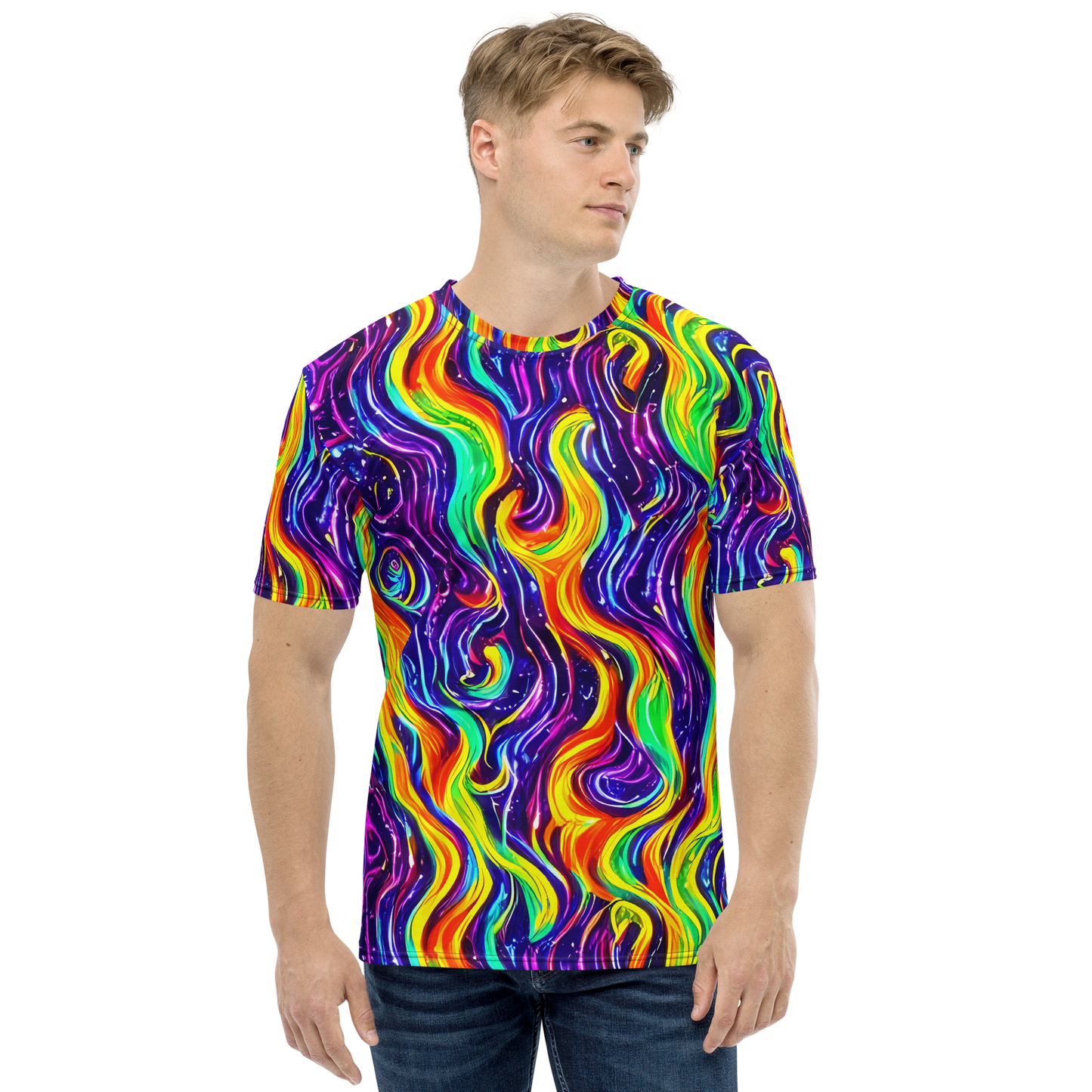 Men's Crew Neck T-Shirt - Galactic Flames