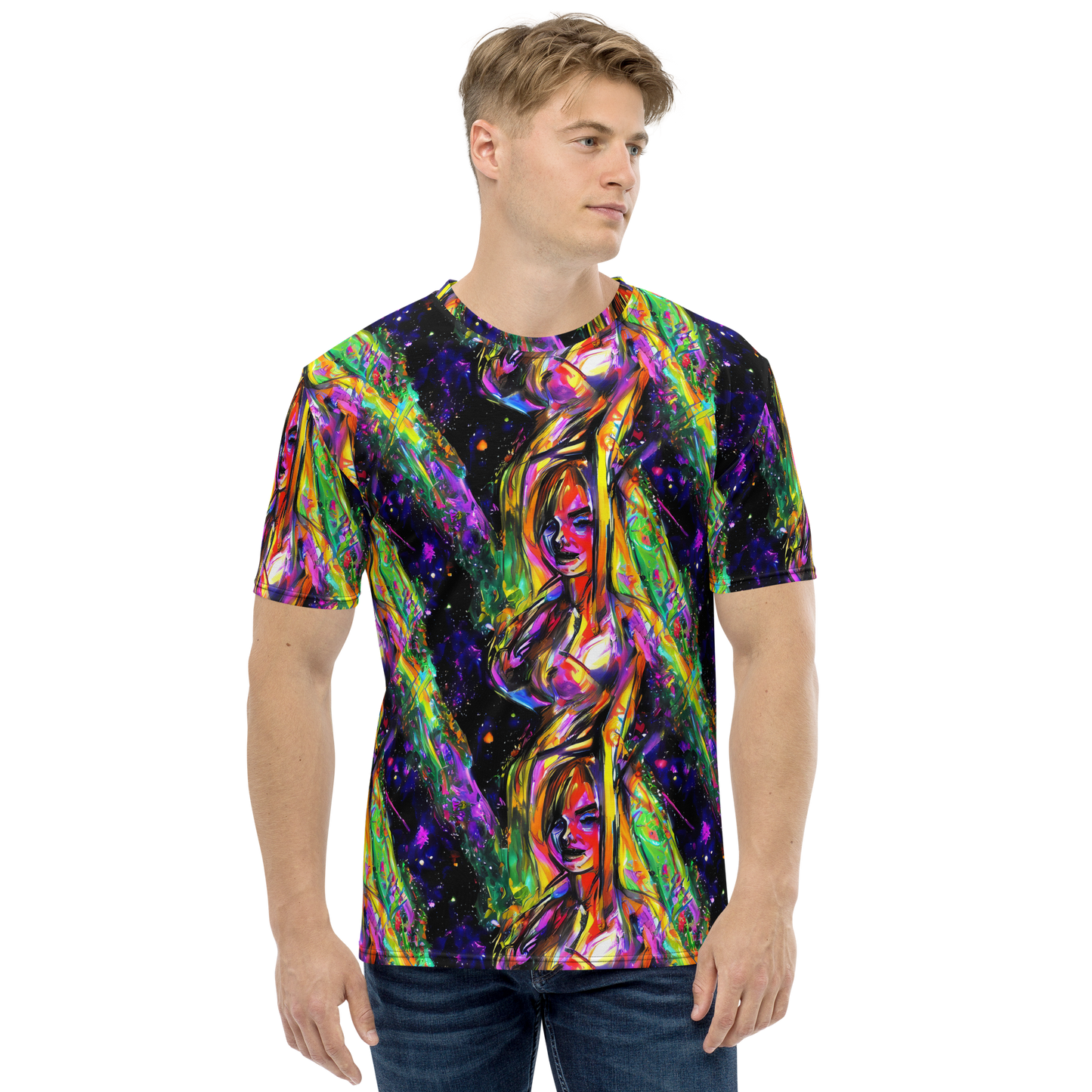 Men's Crew Neck T-Shirt - Galactic Flamenco