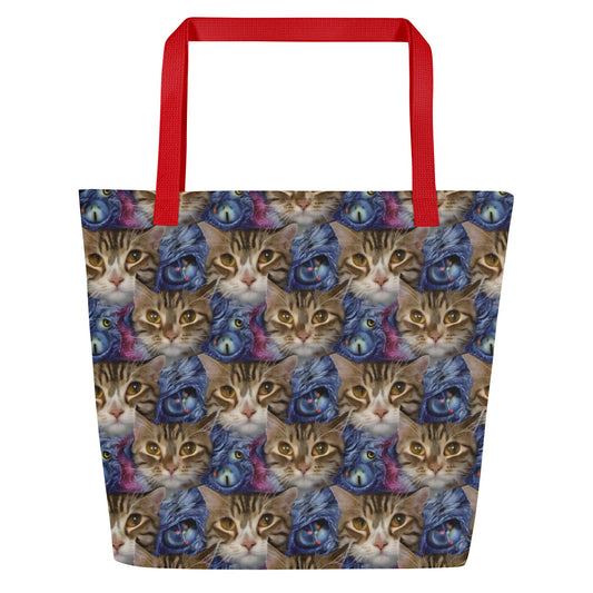 Large Tote Bag w/ Pocket - Feline Fantasy