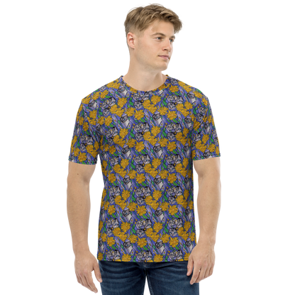 Men's Crew Neck T-Shirt - Feline Flora