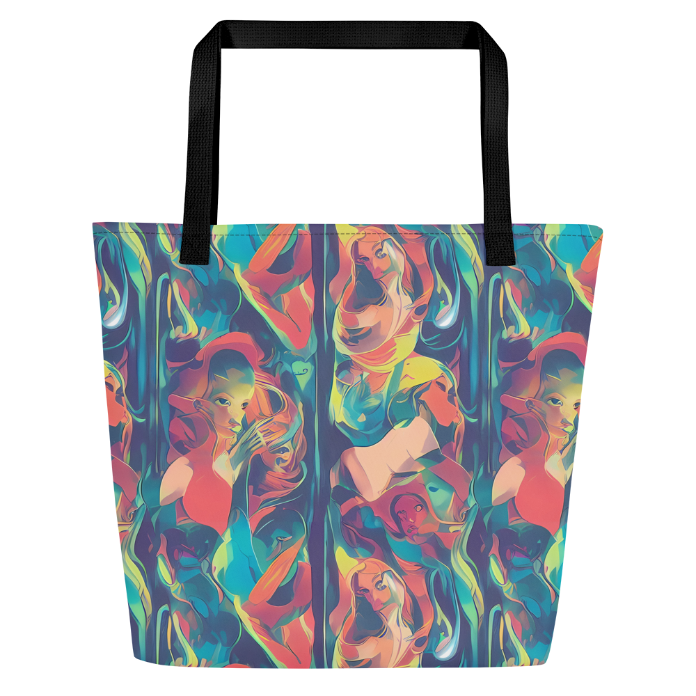 Large Tote Bag w/ Pocket - Neon Aurora