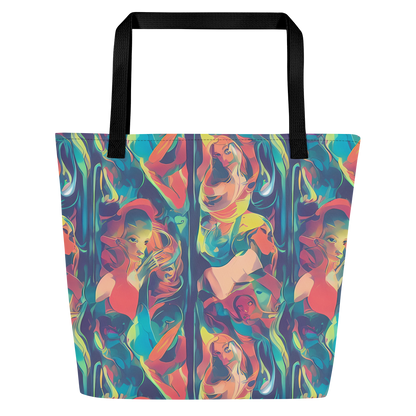 Large Tote Bag w/ Pocket - Neon Aurora