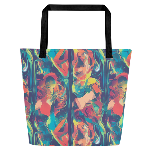 Large Tote Bag w/ Pocket - Neon Aurora