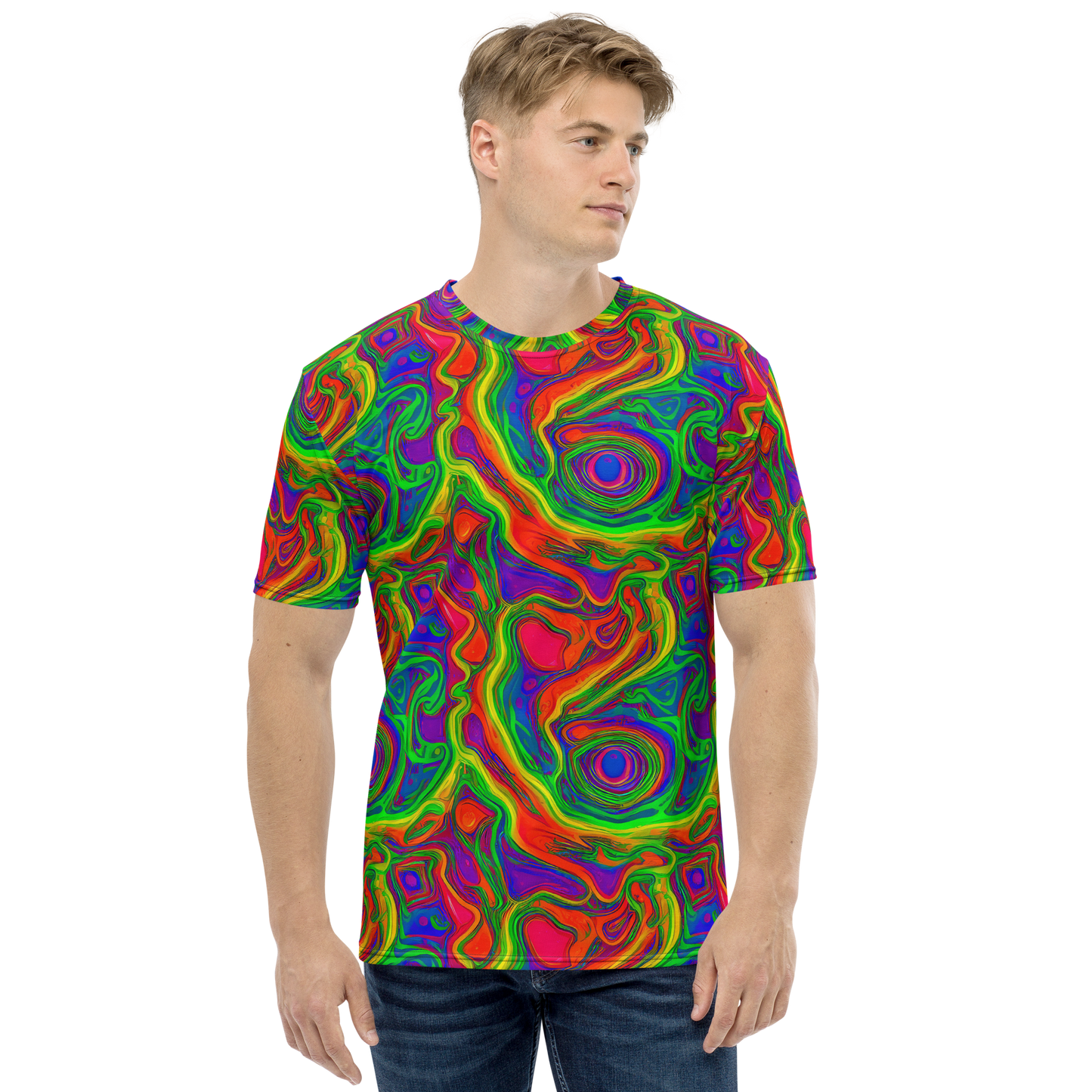 Men's Crew Neck T-Shirt - Psychedelic Waves