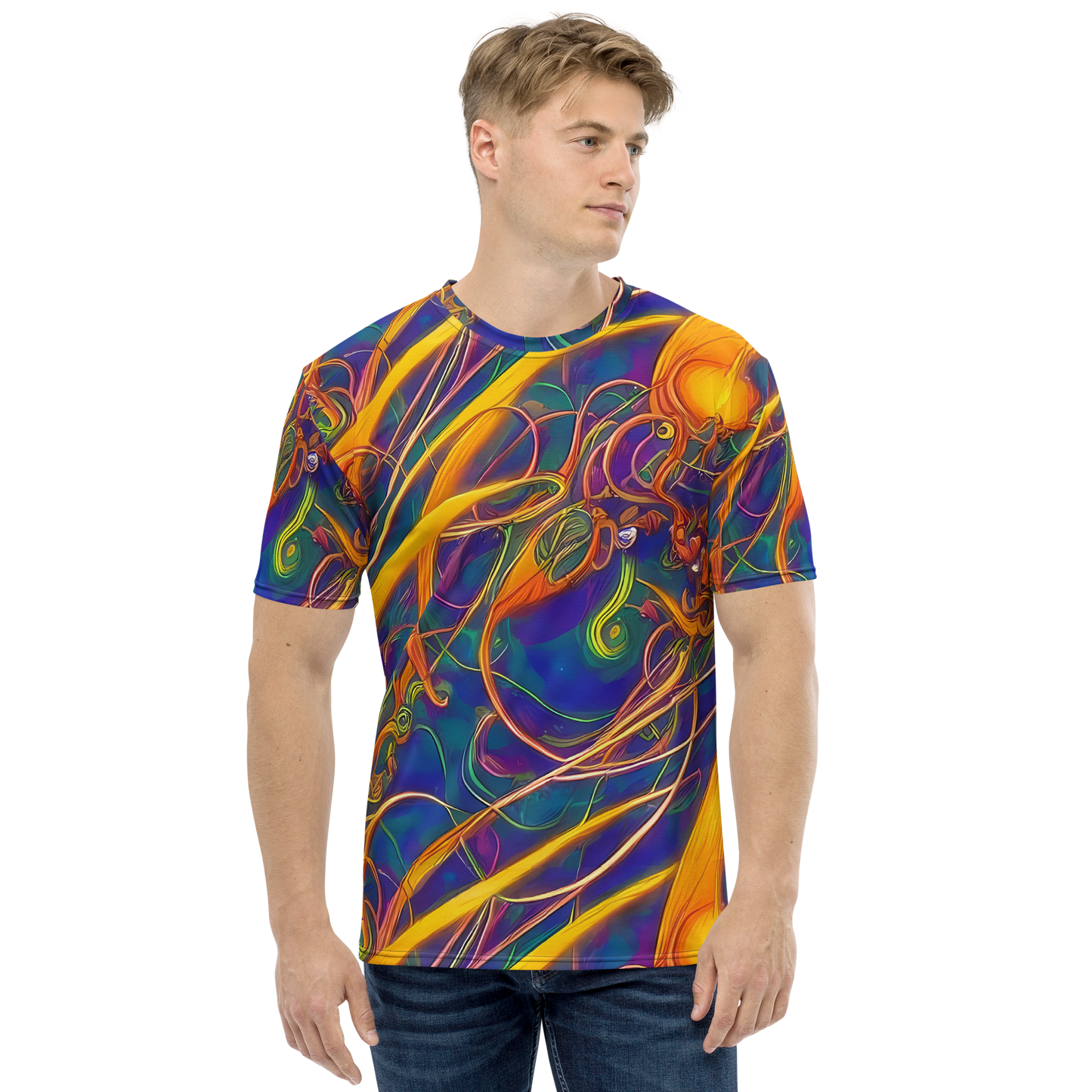 Men's Crew Neck T-Shirt - Luminous Whirl