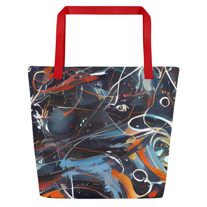 Large Tote Bag w/ Pocket - Neo-Splash Labyrinth