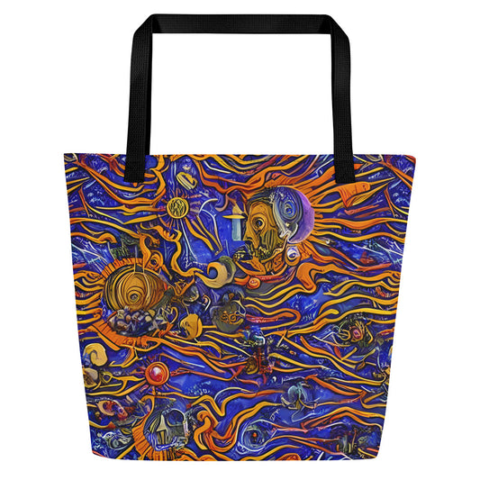 Large Tote Bag w/ Pocket - Mantegna Swirl