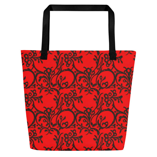 Large Tote Bag w/ Pocket - Scarlet Enigma