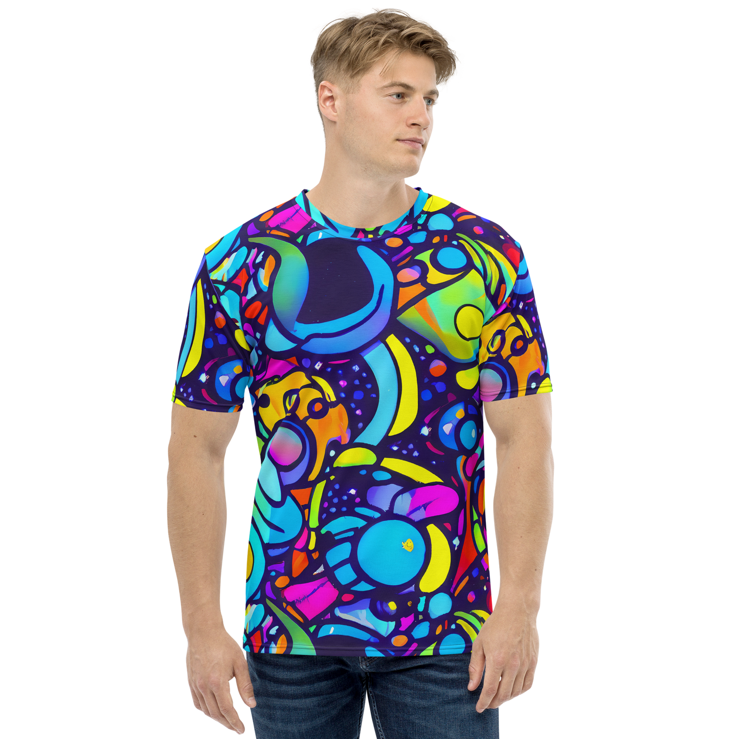 Men's Crew Neck T-Shirt - Neon Graffscape